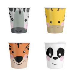 Papírové kelímky zvířátka 220ml 4ks - Party Pal