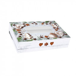 Krabička na cukroví skládací s okénkem vánoční perníčky 22x15x5cm