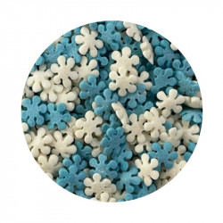 Cukrové zdobení bílo-modré sněhové vločky 1kg