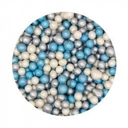 Cukrovo-rýžové perly směs modro-bílo-stříbrná 5mm 1kg