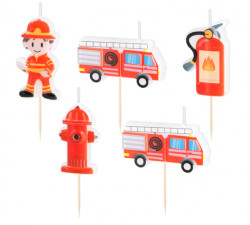 Sada narozeninových svíček 5 ks hasiči