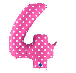 Nafukovací balónek číslo 4 růžový s puntíky 102 cm