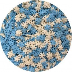 Cukrové zdobení bílo-modré sněhové vločky 80g