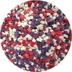 Cukrové zdobení červeno-fialovo-bílý mix 80g