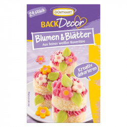 Květy a listy z bílé čokolády 24ks