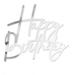 Zápich Happy Birthday stříbrný 12,5x12cm