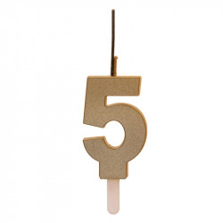 Zlatá svíčka s prskavkou číslo 5