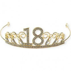 Nejedlá dekorace kovová Koruna zlatá s číslem 18