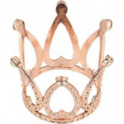 Nejedlá dekorace kovová Koruna růžovo-zlatá mini