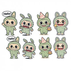 Jedlý papír k vystříhnutí Labubu zelený