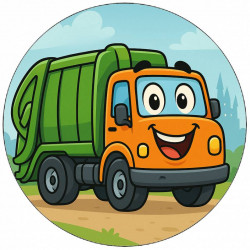 Jedlý papír popelářské auto kreslené 19,5cm