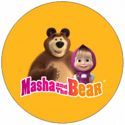 Jedlý papír Máša a medvěd na žlutém pozadí 19,5cm