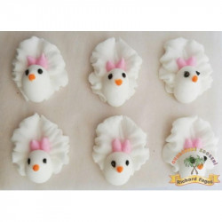 Cukrová dekorace holubička s růžovou mašlí 6ks