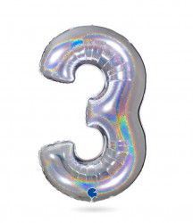 Nafukovací balónek číslo 3 hologram102 cm