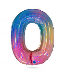 Nafukovací balónek číslo 0 duhový 102 cm