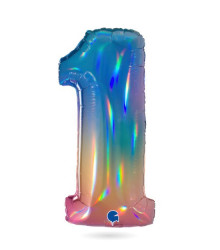 Nafukovací balónek číslo 1 duhový 102 cm