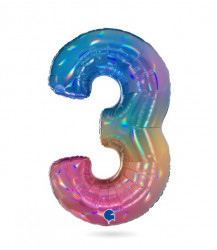 Nafukovací balónek číslo 3 duhový 102 cm