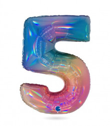 Nafukovací balónek číslo 5 duhový 102 cm