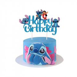 Zápich na dort Happy birthday, stitch